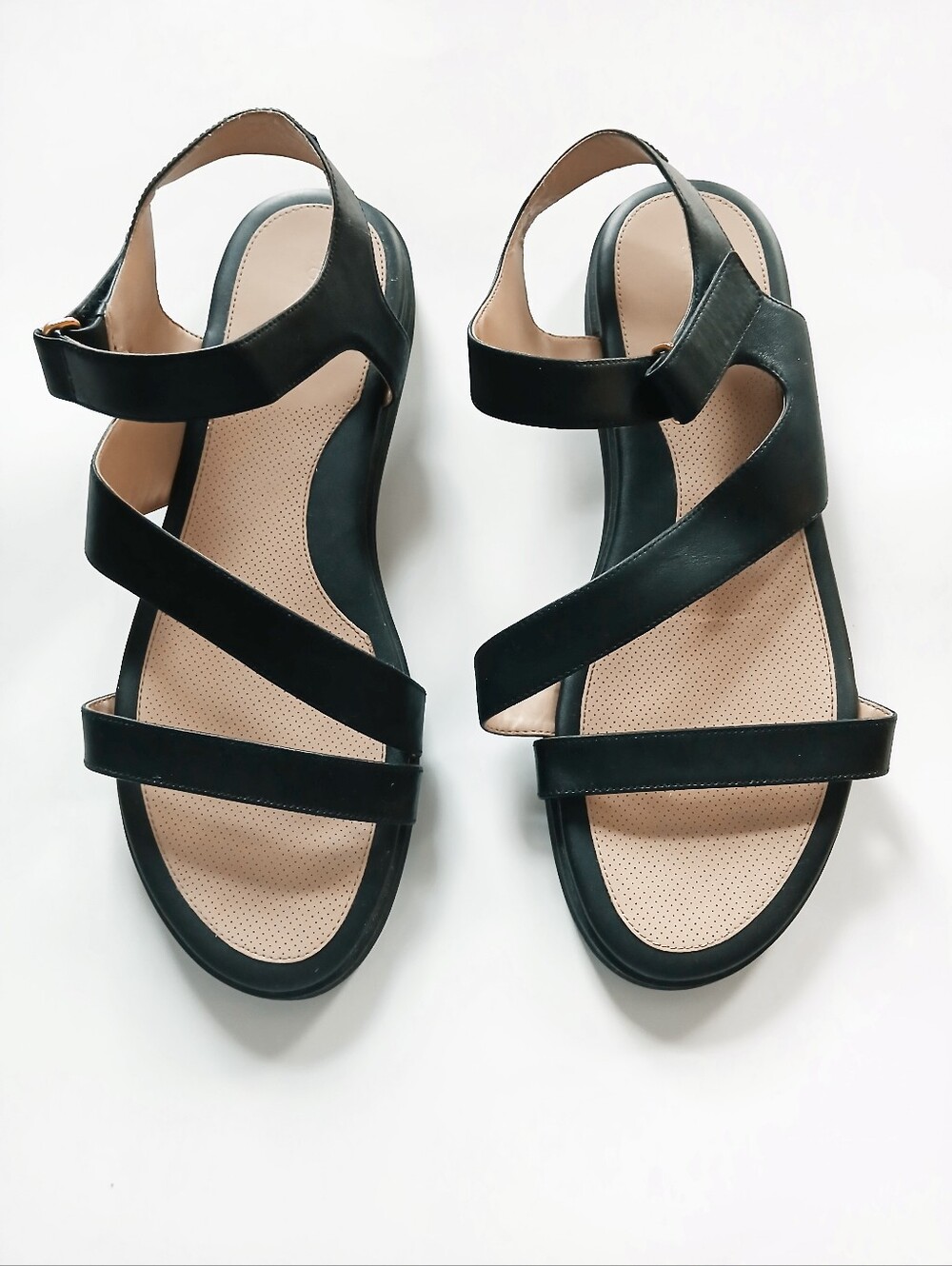 EUC Cole Haan Mirabelle Women's Strappy Flat Black Leather Sandals, Size 10B - Picture 2 of 11